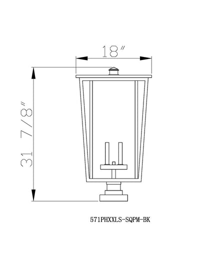 Z-Lite Seoul 4 Light Outdoor Pier Mounted Fixture in Black 571PHXXLS-SQPM-BK