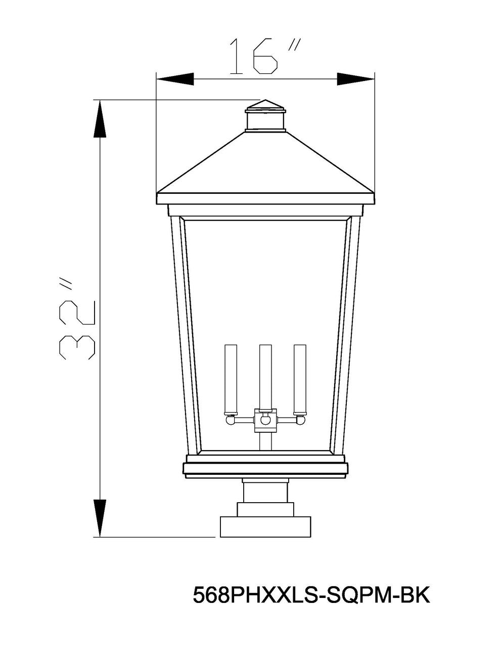 Z-Lite Beacon 4 Light Outdoor Pier Mounted Fixture in Black 568PHXXLS-SQPM-BK