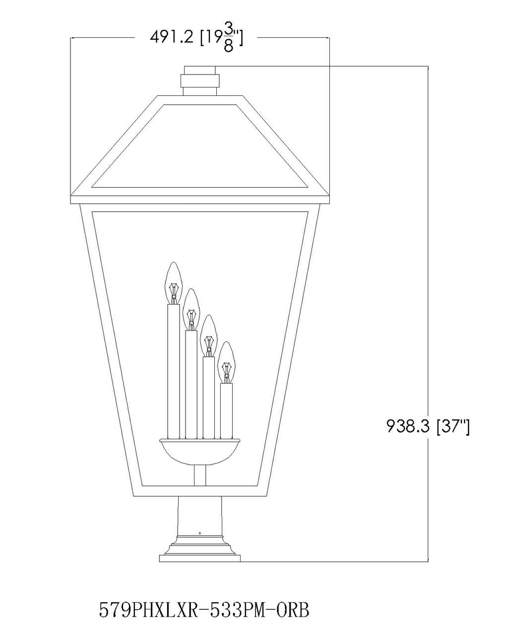 Z-Lite Talbot 4 Light Outdoor Pier Mounted Fixture in Black 579PHXLXR-533PM-BK