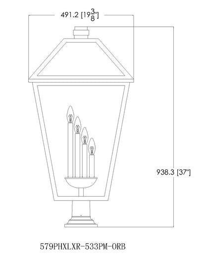 Z-Lite Talbot 4 Light Outdoor Pier Mounted Fixture in Black 579PHXLXR-533PM-BK