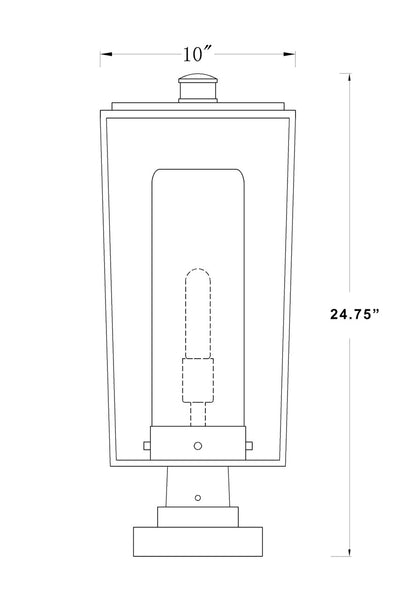 Z-Lite Sheridan 1 Light Outdoor Pier Mounted Fixture in Black 595PHBS-SQPM-BK