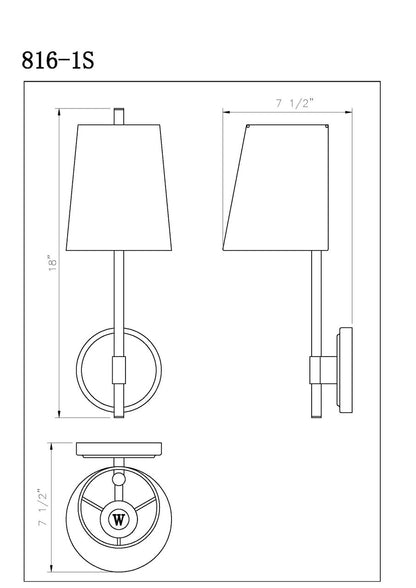 Z-Lite Winward 1 Light Wall Sconce in Rubbed Brass 816-1S-RB