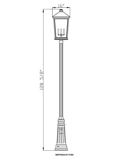 Z-Lite Beacon 4 Light Outdoor Post Mounted Fixture in Black 568PHXXLR-511P-BK