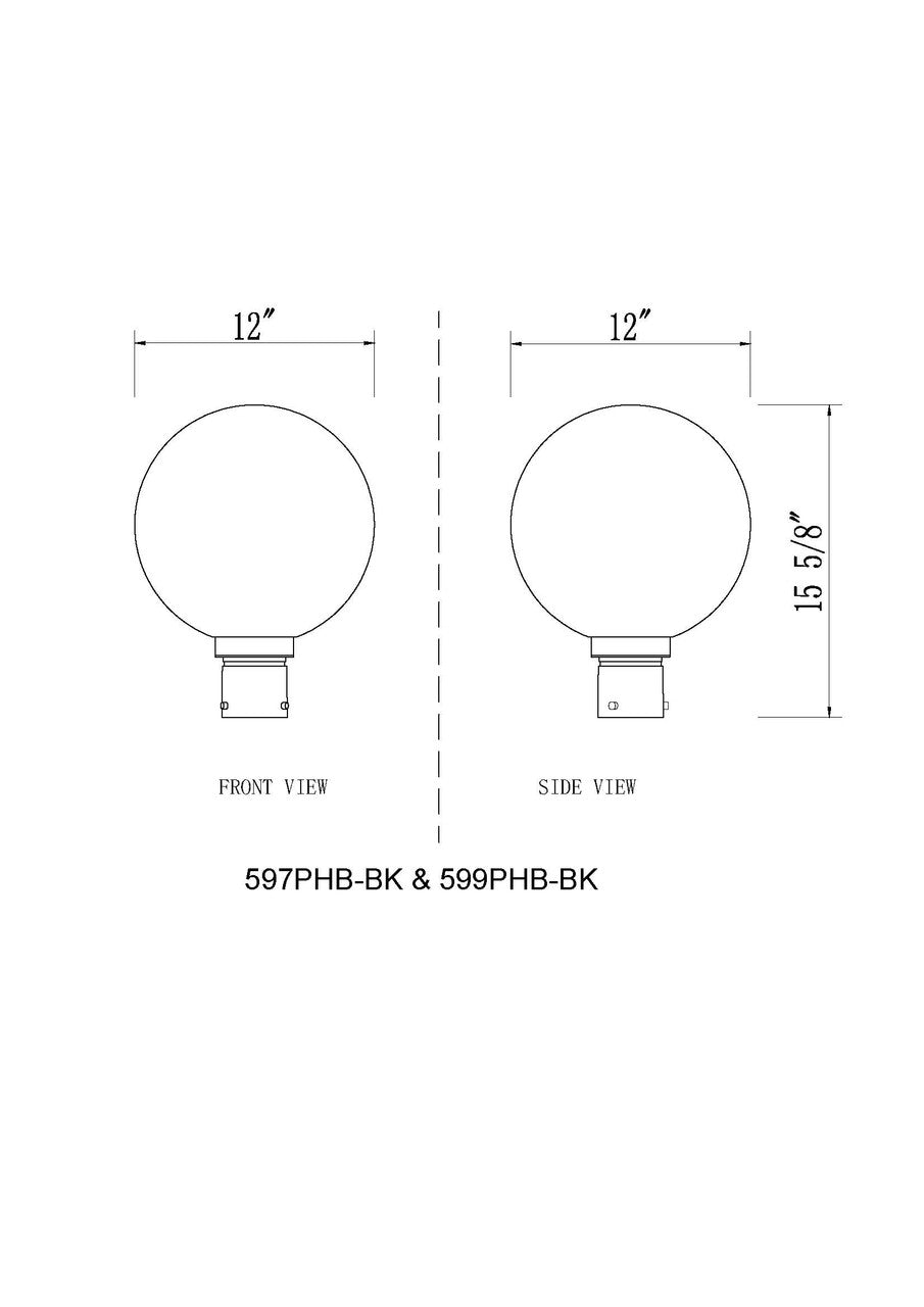 Z-Lite Laurent 1 Light Outdoor Post Mount Fixture in Black 597PHB-BK