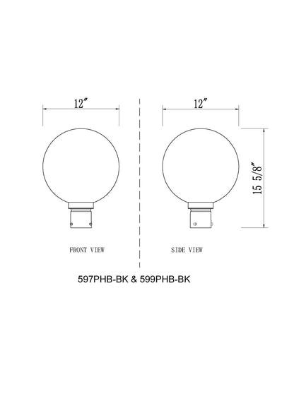 Z-Lite Laurent 1 Light Outdoor Post Mount Fixture in Black 599PHB-BK