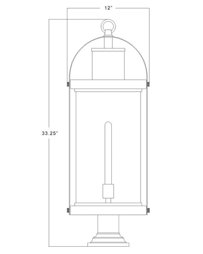 Z-Lite Roundhouse 1 Light Outdoor Pier Mounted Fixture in Black 569PHXL-533PM-BK