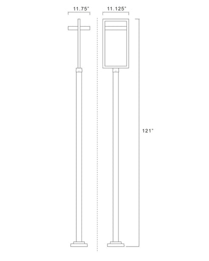 Z-Lite Luttrel 1 Light Outdoor Post Mounted Fixture in Black 566PHXLS-536P-BK-LED