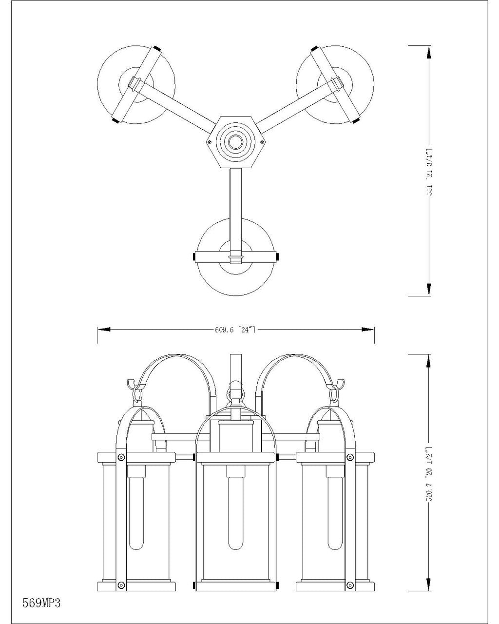 Z-Lite Roundhouse 3 Light Outdoor Post Mounted Fixture in Black 569MP3-519P-BK