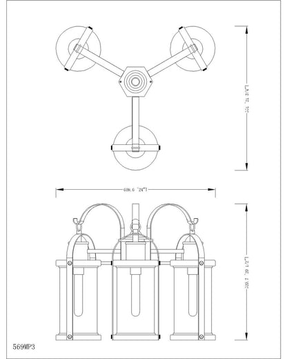 Z-Lite Roundhouse 3 Light Outdoor Post Mounted Fixture in Black 569MP3-519P-BK