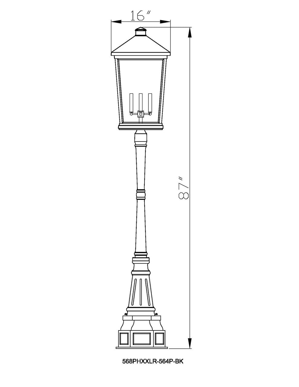 Z-Lite Beacon 4 Light Outdoor Post Mounted Fixture in Black 568PHXXLR-564P-BK