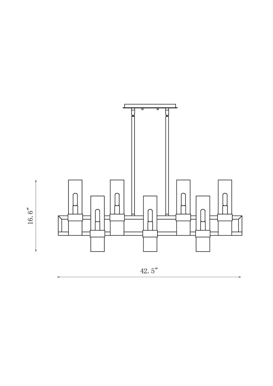 Z-Lite Datus 10 Light Linear Chandelier in Polished Nickel 4008-10PN