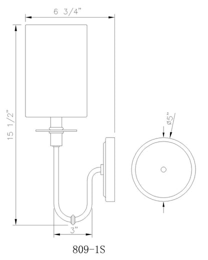 Z-Lite Ella 1 Light Wall Sconce in Brushed Nickel 809-1S-BN