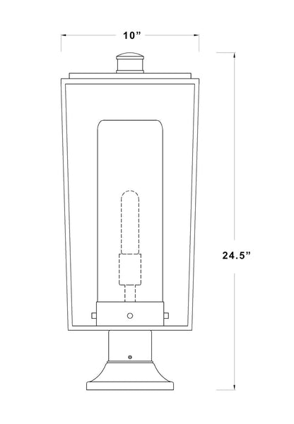 Z-Lite Sheridan 1 Light Outdoor Pier Mounted Fixture in Black 594PHBR-553PM-BK