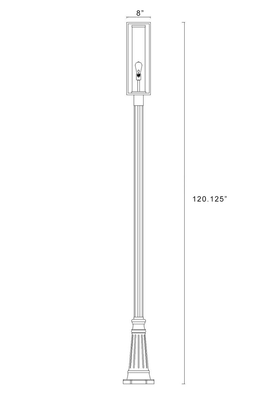 Z-Lite Dunbroch 1 Light Outdoor Post Mounted Fixture in Black 584PHBR-519P-BK