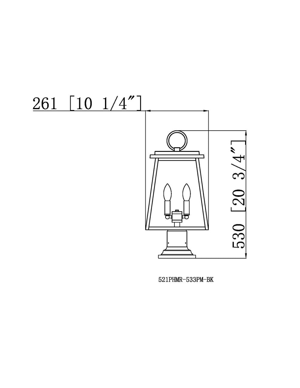 Z-Lite Broughton 2 Light Outdoor Pier Mounted Fixture in Black 521PHMR-533PM-BK