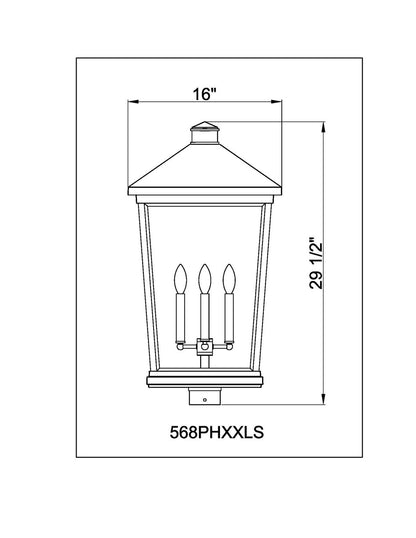 Z-Lite Beacon 4 Light Outdoor Post Mount Fixture in Black 568PHXXLS-BK