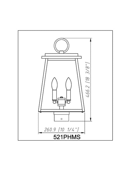 Z-Lite Broughton 2 Light Outdoor Post Mount Fixture in Black 521PHMS-BK