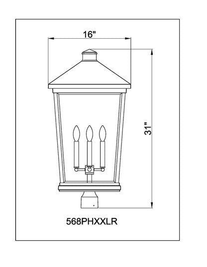 Z-Lite Beacon 4 Light Outdoor Post Mount Fixture in Black 568PHXXLR-BK