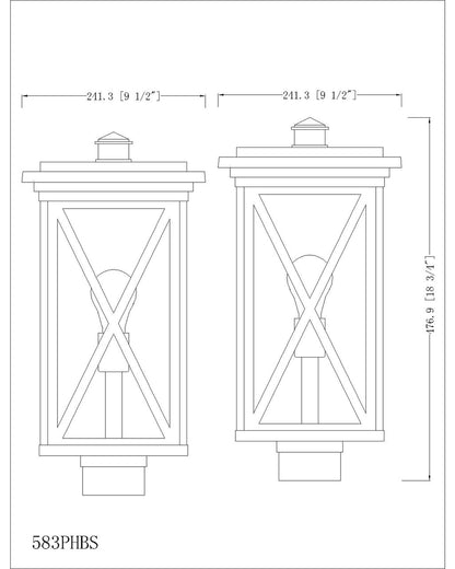 Z-Lite Brookside 1 Light Outdoor Post Mount Fixture in Black 583PHBS-BK