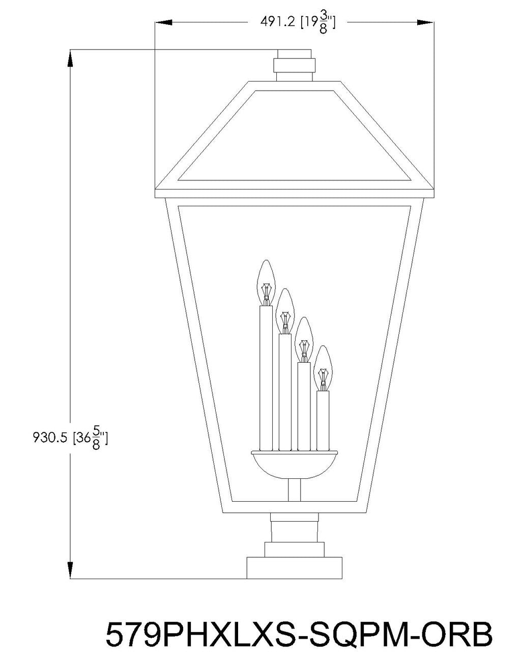 Z-Lite Talbot 4 Light Outdoor Pier Mounted Fixture in Oil Rubbed Bronze 579PHXLXS-SQPM-ORB