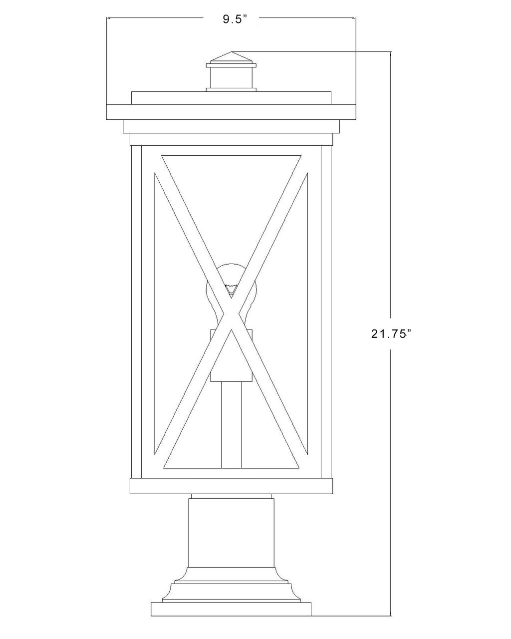 Z-Lite Brookside 1 Light Outdoor Pier Mounted Fixture in Black 583PHBR-533PM-BK