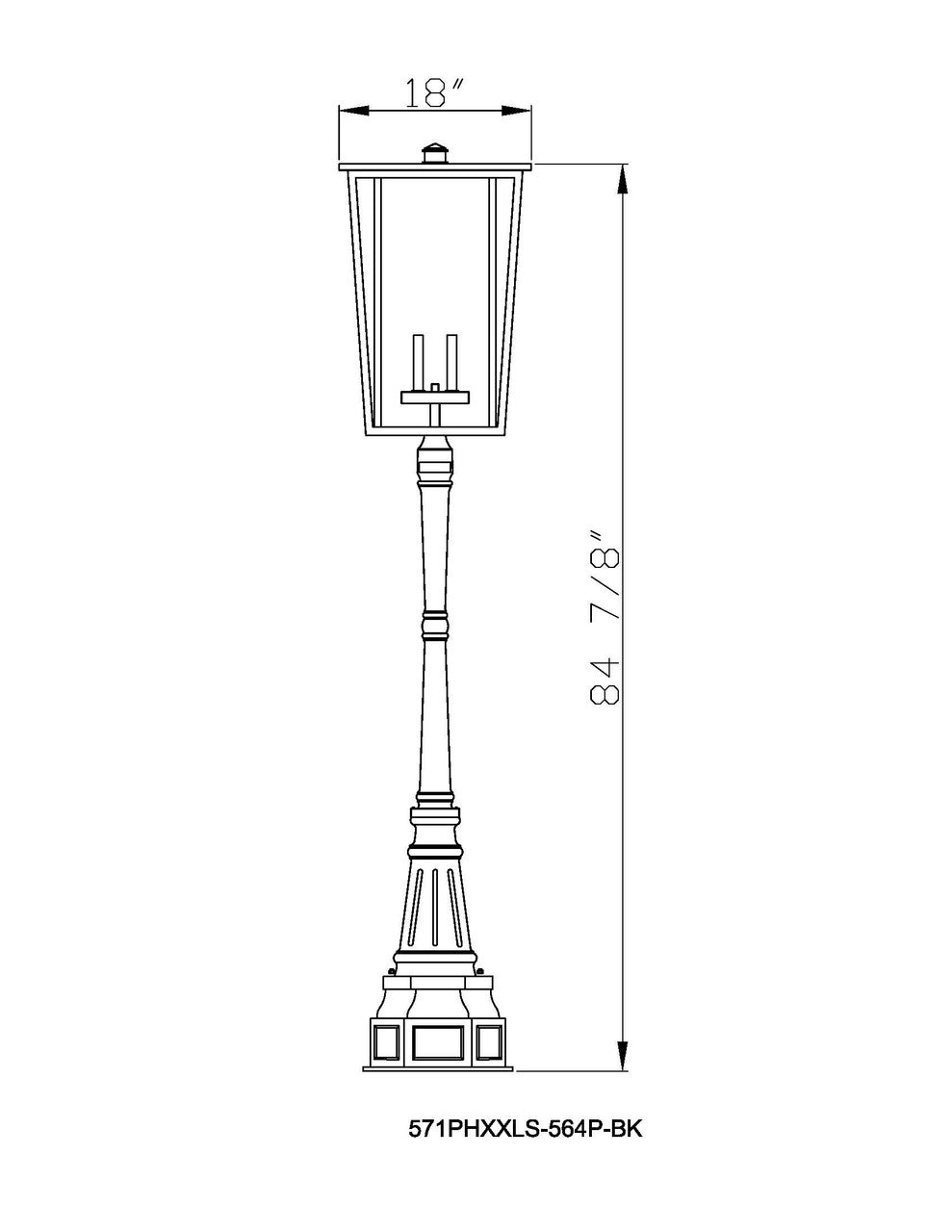 Z-Lite Seoul 4 Light Outdoor Post Mounted Fixture in Black 571PHXXLR-564P-BK