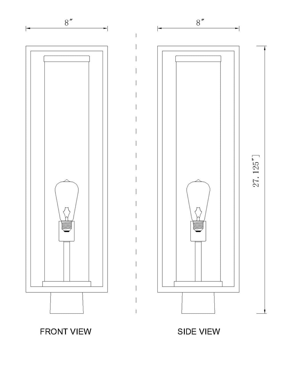 Z-Lite Dunbroch 1 Light Outdoor Post Mount Fixture in Black 584PHBS-BK