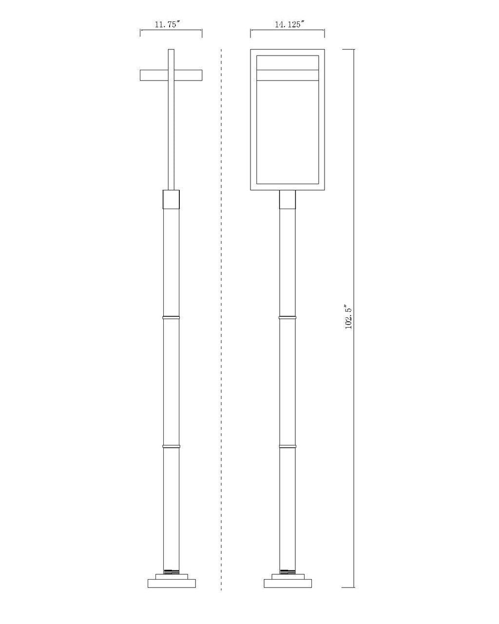 Z-Lite Luttrel 1 Light Outdoor Post Mounted Fixture in Black 566PHXLR-567P-BK-LED