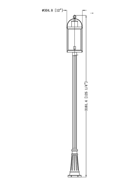 Z-Lite Roundhouse 1 Light Outdoor Post Mounted Fixture in Black 569PHXL-519P-BK