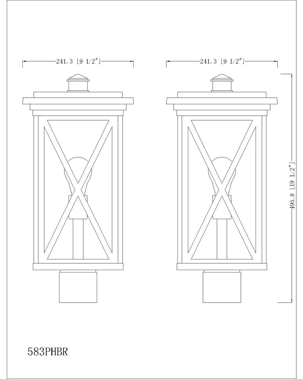 Z-Lite Brookside 1 Light Outdoor Post Mount Fixture in Black 583PHBR-BK