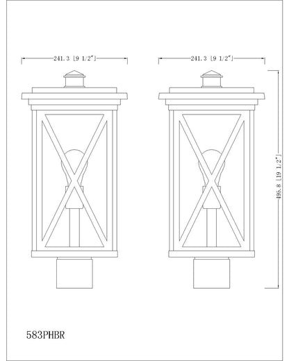 Z-Lite Brookside 1 Light Outdoor Post Mount Fixture in Black 583PHBR-BK