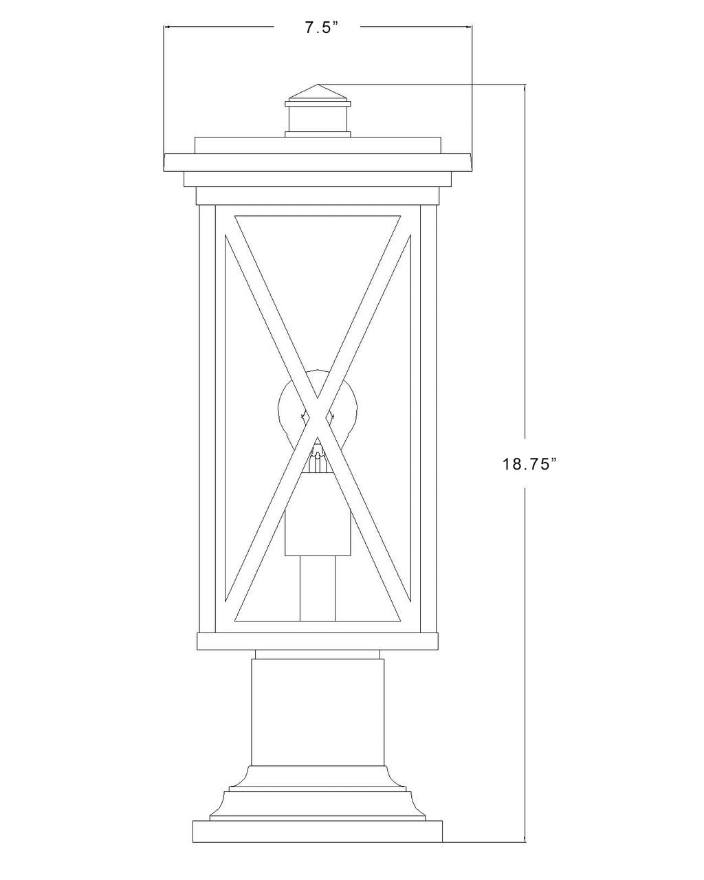 Z-Lite Brookside 1 Light Outdoor Pier Mounted Fixture in Black 583PHMR-533PM-BK