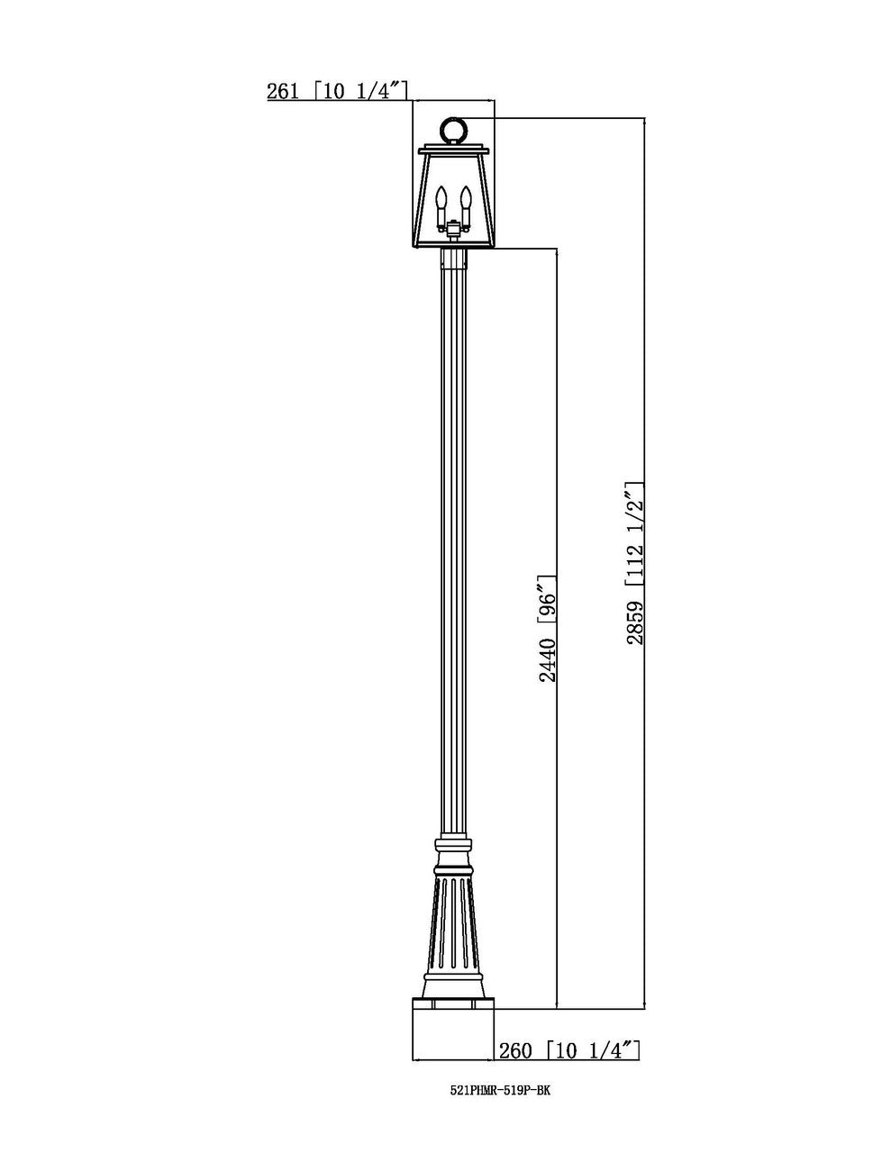 Z-Lite Broughton 2 Light Outdoor Post Mounted Fixture in Black 521PHMR-519P-BK