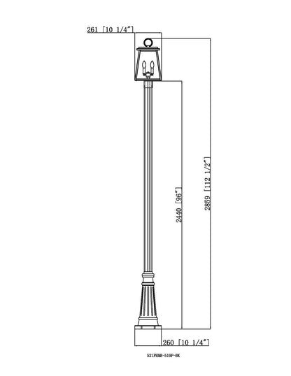 Z-Lite Broughton 2 Light Outdoor Post Mounted Fixture in Black 521PHMR-519P-BK