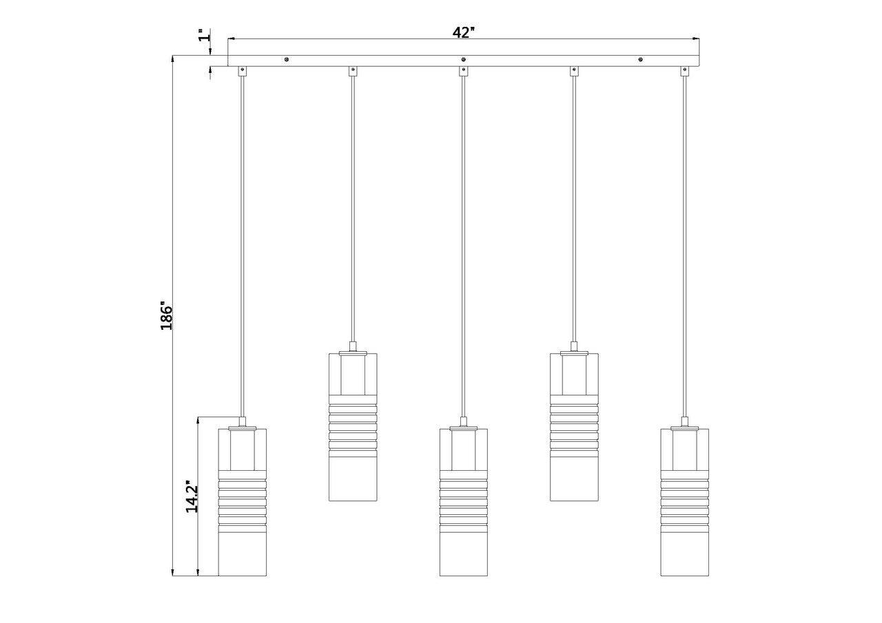 Z-Lite Alton 5 Light Linear Chandelier in Modern Gold 824P-5L-MGLD