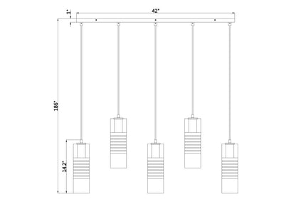 Z-Lite Alton 5 Light Linear Chandelier in Modern Gold 824P-5L-MGLD