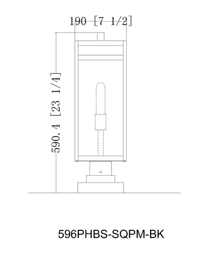 Z-Lite Nuri 1 Light Outdoor Pier Mounted Fixture in Black 596PHBS-SQPM-BK