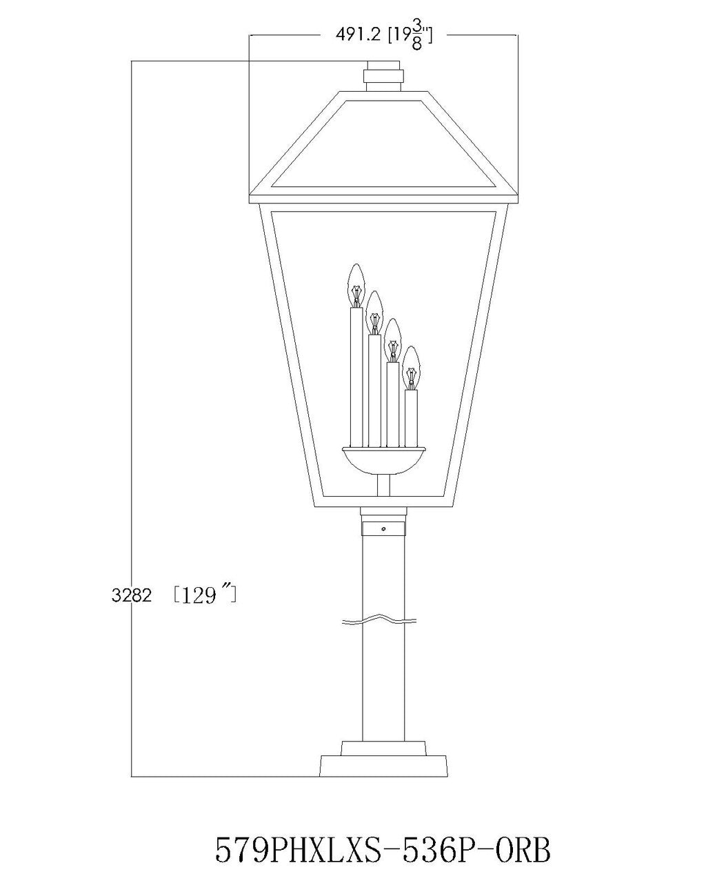 Z-Lite Talbot 4 Light Outdoor Post Mounted Fixture in Black 579PHXLXS-536P-BK