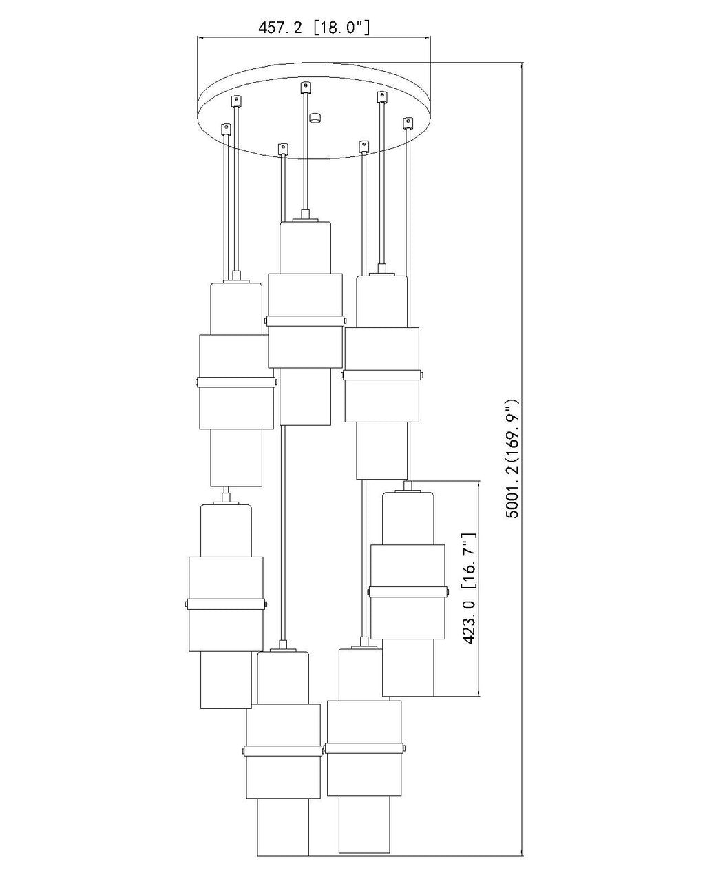 Z-Lite Cayden 7 Light Chandelier in Brushed Nickel 1946P-7R-BN