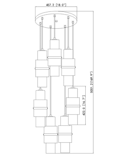 Z-Lite Cayden 7 Light Chandelier in Brushed Nickel 1946P-7R-BN