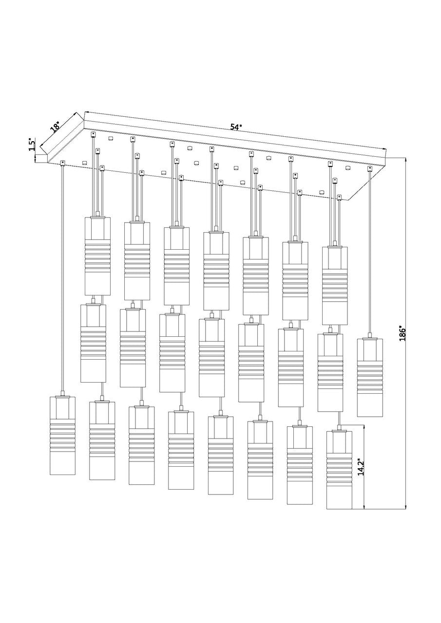 Z-Lite Alton 23 Light Linear Chandelier in Modern Gold 824P-23L-MGLD