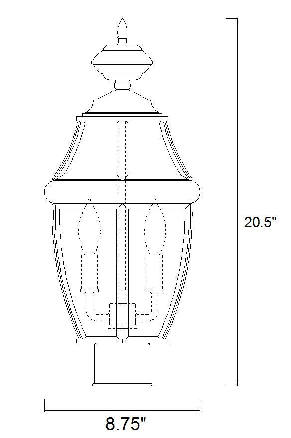 Z-Lite Westover 2 Light Outdoor Post Mount Fixture in Black 580PHM-BK