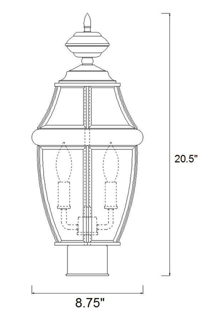 Z-Lite Westover 2 Light Outdoor Post Mount Fixture in Black 580PHM-BK