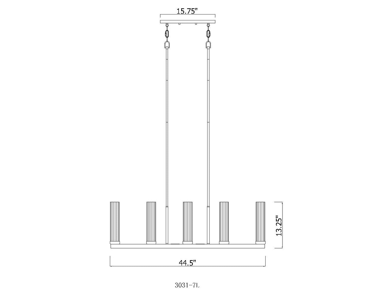 Z-Lite Beau 7 Light Linear Chandelier in Polished Nickel 3031-7L-PN