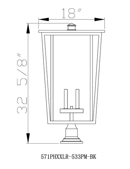 Z-Lite Seoul 4 Light Outdoor Pier Mounted Fixture in Black 571PHXXLR-533PM-BK