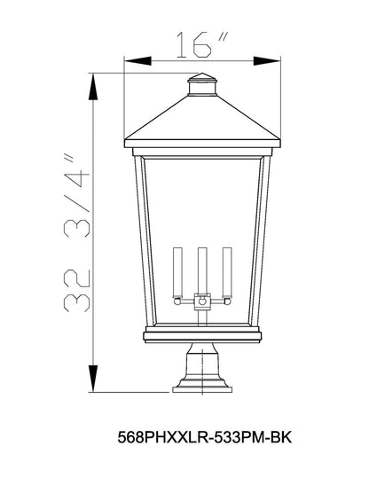 Z-Lite Beacon 4 Light Outdoor Pier Mounted Fixture in Black 568PHXXLR-533PM-BK