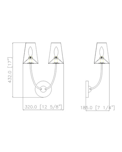 Z-Lite Shannon 2 Light Wall Sconce in Brushed Nickel 3040-2S-BN