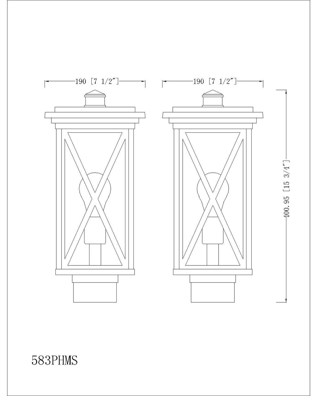 Z-Lite Brookside 1 Light Outdoor Post Mount Fixture in Black 583PHMS-BK