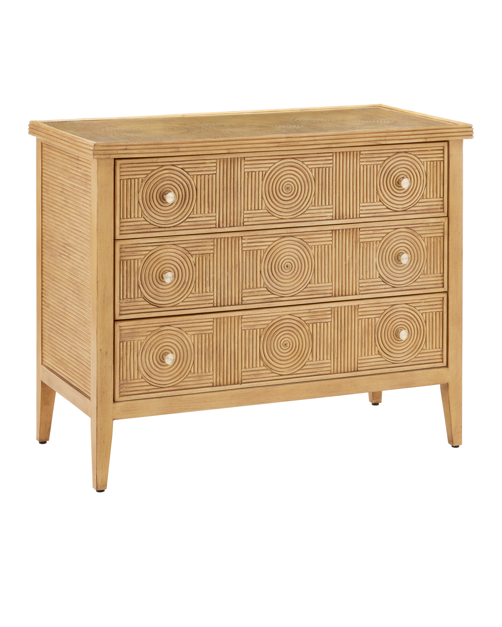 Currey & Co Santos Sea Sand Large Chest in Sea Sand/Brass/Clear 3000-0290