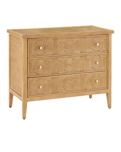 Currey & Co Santos Sea Sand Large Chest in Sea Sand/Brass/Clear 3000-0290